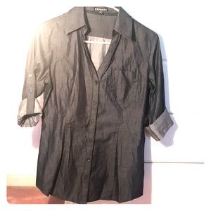 Express button down jean shirt dark wash